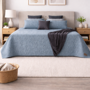 Pierre Cardin Pinsonic Quilt Set – 240x240cm – Smoke Blue
