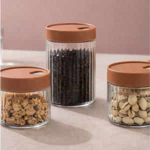 Hometouch Glass Pantry Storage Jar Set – 3 Piece