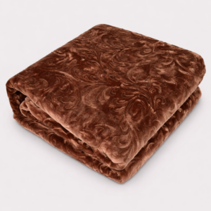 Hometouch 3.2kg 1 Ply Embossed Mink Blanket – Mocha Brown – Queen – 230x200cm