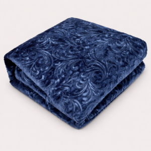 Hometouch 3.2kg 1 Ply Embossed Mink Blanket – Navy Blue – Queen – 230x200cm