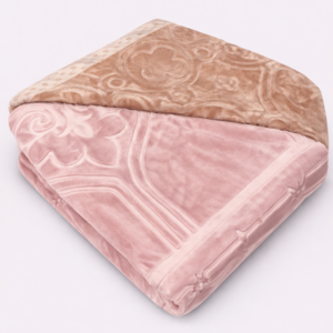 Hometouch 3.9kg 2 Ply Reversible Embossed Mink Blanket – Blush and Beige – Queen – 230x200cm