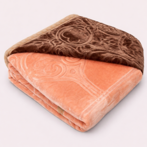 Hometouch 3.9kg 2 Ply Reversible Embossed Mink Blanket – Peach and Brown – Queen – 230x200cm