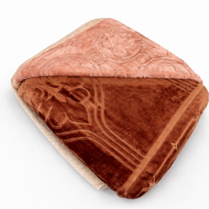 Hometouch 3.9kg 2 Ply Reversible Embossed Mink Blanket – Rose and Chestnut – Queen – 230x200cm