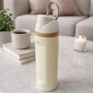 Hometouch Insulated Leak-Proof Water Bottle with Straw – 710ml (24oz) – Buttercream