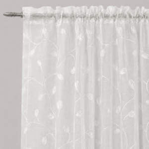 Casa Collection Embroidered Sheer Taped Curtain – 230x218cm