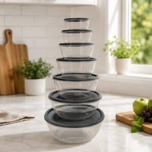 Continental Homeware 14 Piece Airtight Round Food Storage Container Set – Grey