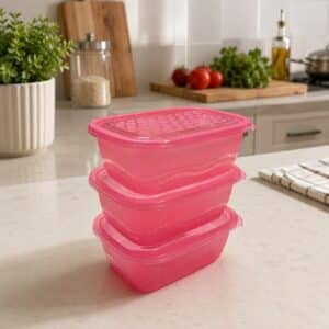 Continental Homeware 3 Pack Airtight Food Storage Container Set – 1L Each – Rose Pink