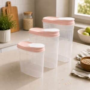 Continental Homeware 3 Piece Airtight Cereal Storage Container Set – Blush