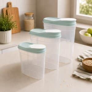 Continental Homeware 3 Piece Airtight Cereal Storage Container Set – Duck Egg