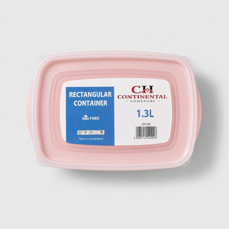 Continental Homeware Airtight Rectangular Food Storage Container 1.3L - Blush - Image 3