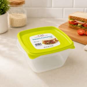 Continental Homeware Airtight Square Food Storage Container 1.3L - Green Lid