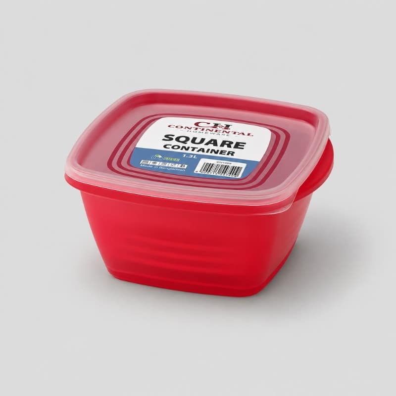 Continental Homeware Airtight Square Food Storage Container 1.3L - Red - Image 2