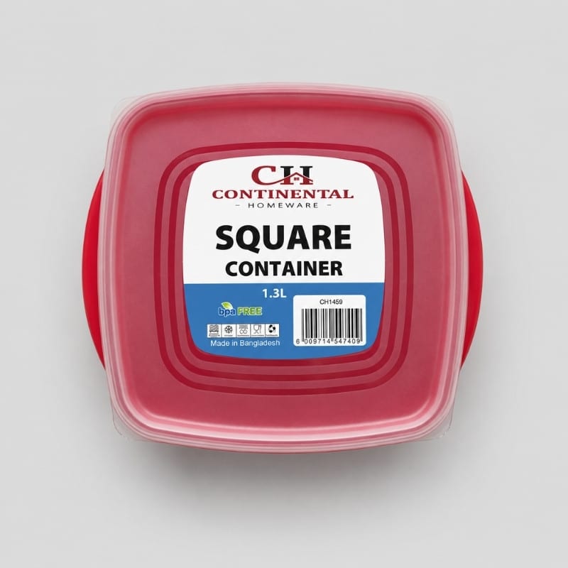 Continental Homeware Airtight Square Food Storage Container 1.3L - Red - Image 3