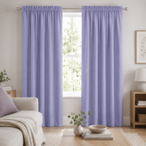 Hometouch 2 Pack Microfibre Taped Lined Curtain – Dark Lavender – 150x218cm