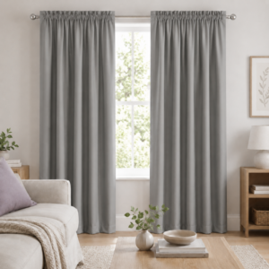 Hometouch 2 Pack Microfibre Taped Lined Curtain – Grey – 150x218cm