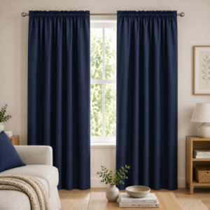Hometouch 2 Pack Microfibre Taped Lined Curtain – Navy – 150x218cm