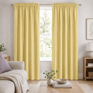 Hometouch 2 Pack Microfibre Taped Lined Curtain – Oat Gold – 150x218cm