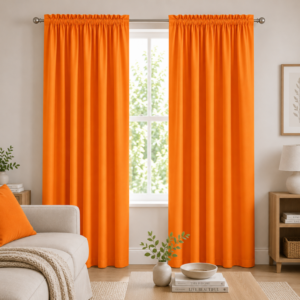 Hometouch 2 Pack Microfibre Taped Lined Curtain – Orange – 150x218cm