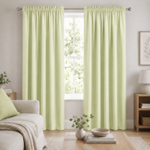 Hometouch 2 Pack Microfibre Taped Lined Curtain – Pastel Green – 150x218cm