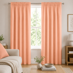 Hometouch 2 Pack Microfibre Taped Lined Curtain – Peach – 150x218cm