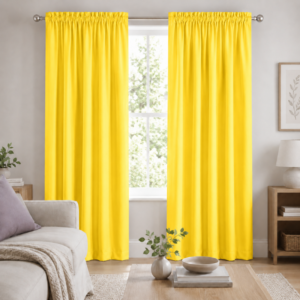 Hometouch 2 Pack Microfibre Taped Lined Curtain – Yellow – 150x218cm