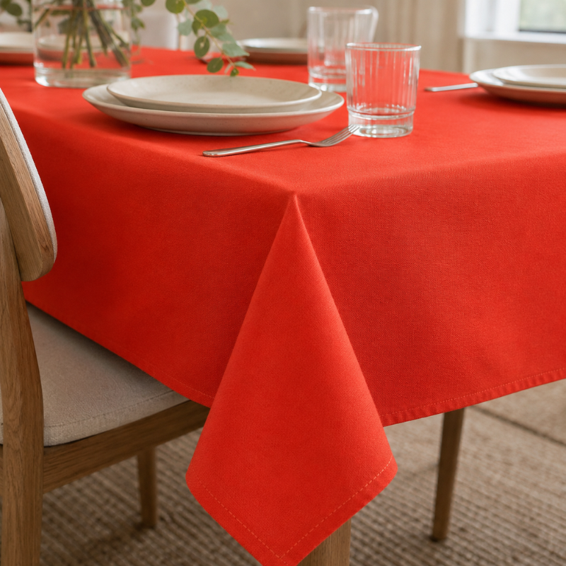 Hometouch Essentials Collection Textured Polyester Rectangular Tablecloth – Rust - Image 2