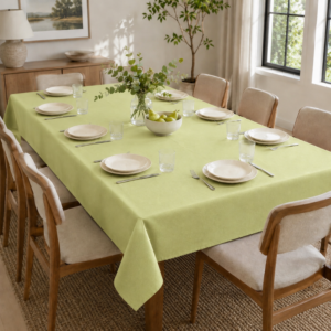 Hometouch Essentials Collection Textured Polyester Rectangular Tablecloth – Sage