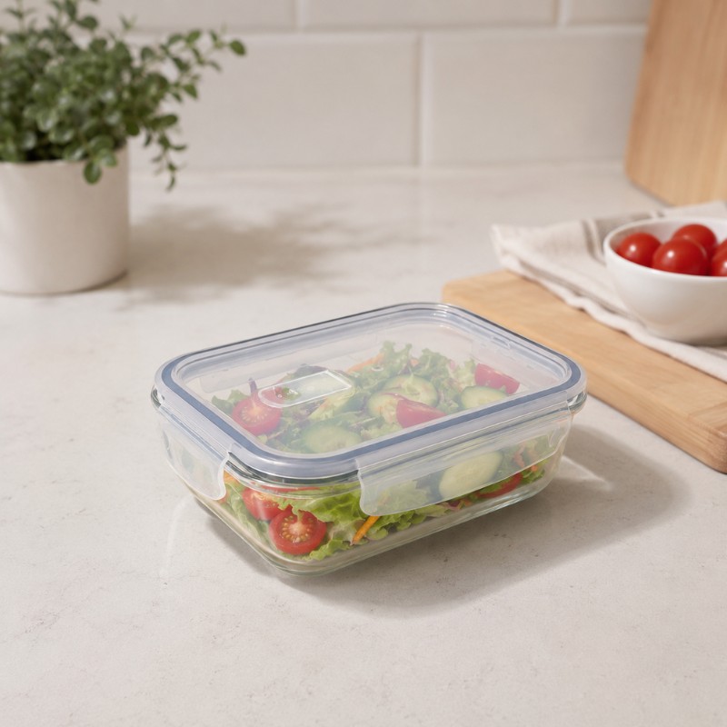 Continental Homeware Airtight Rectangular Glass Food Storage Container 1040mL