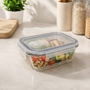 Continental Homeware Airtight Rectangular Glass Food Storage Container 370mL