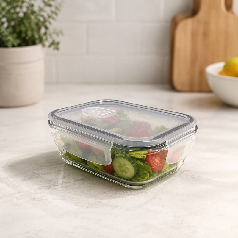Continental Homeware Airtight Rectangular Glass Food Storage Container 640mL