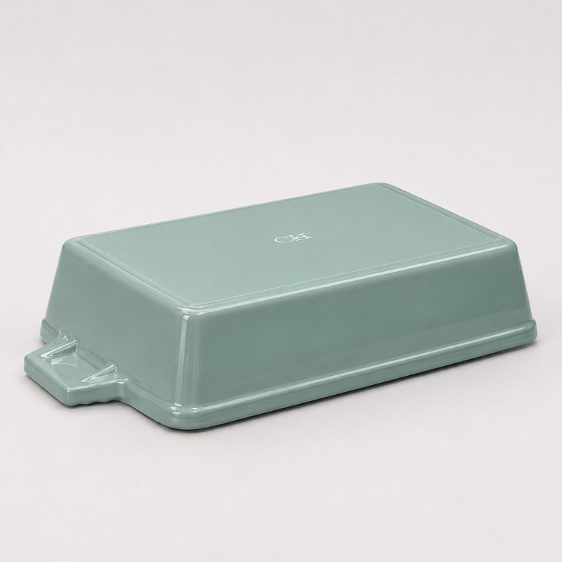 Continental Homeware Enamel Cast Iron Rectangular Casserole Dish 33x23cm – Duck Egg Blue - Image 3