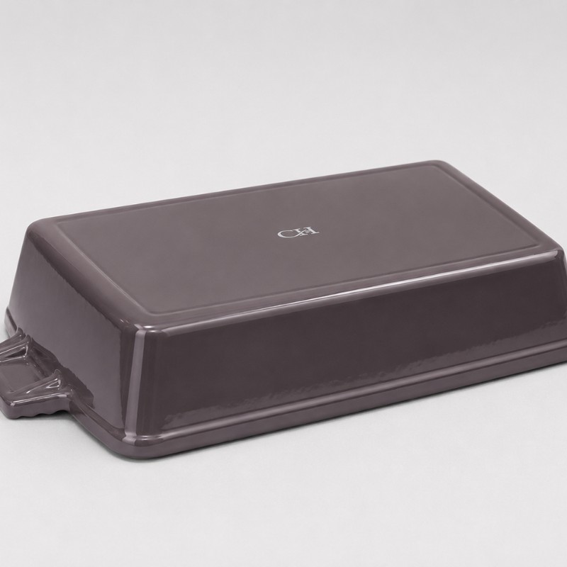 Continental Homeware Enamel Cast Iron Rectangular Casserole Dish 33x23cm – Taupe - Image 3