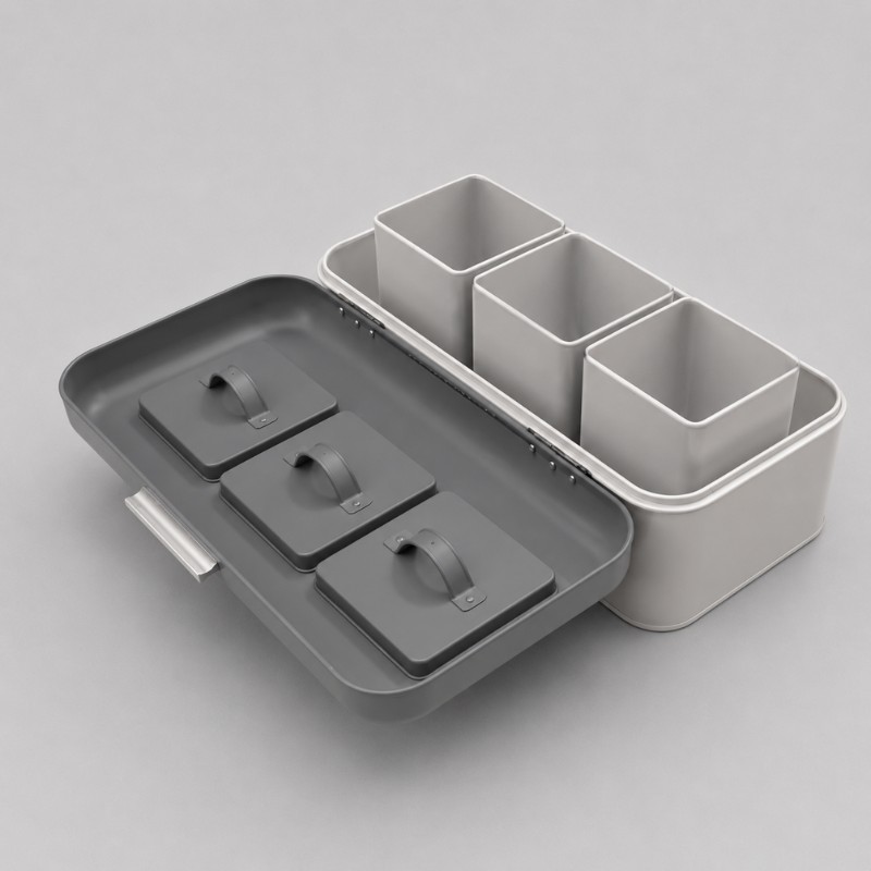 Continental Homeware Metal Bread Bin with Tea, Coffee & Sugar Canister Set – 4 Piece – Grey - Image 4