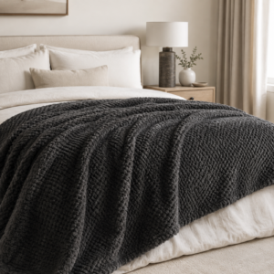 Horrockses Avedon Super Luxe Velvet Blanket - Grey - 230x230cm