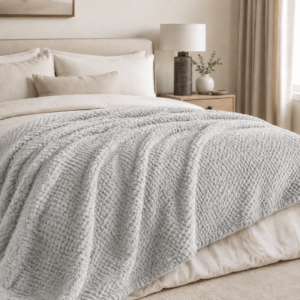 Horrockses Avedon Super Luxe Velvet Blanket - Light Grey - 230x230cm