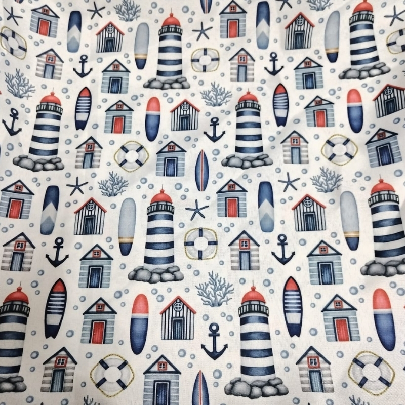 Hometouch Coastal Lighthouse Textured Table Runner 30x255cm - Image 2