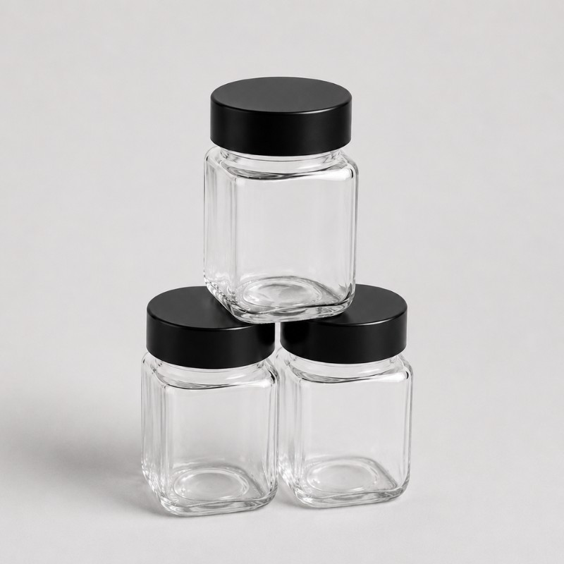 Continental Homeware Airtight Glass Storage Jar Set – 3 Piece – Black - Image 2