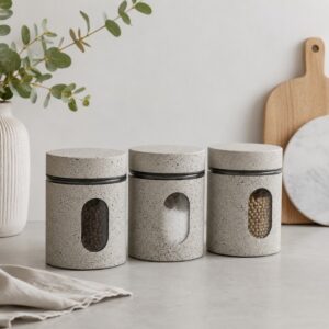 Continental Homeware Airtight Speckled Glass Storage Canister Set – 3 Piece