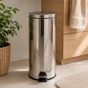 Continental Homeware Metal Pedal Waste Bin with Removable Inner Bucket – 30L – Stainless Steel