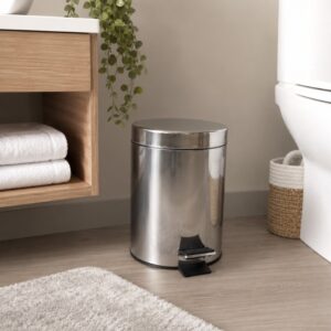 Continental Homeware Metal Pedal Waste Bin with Removable Inner Bucket – 3L – Stainless Steel
