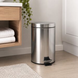 Continental Homeware Metal Pedal Waste Bin with Removable Inner Bucket – 5L – Stainless Steel