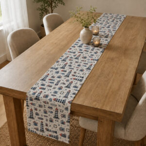 Hometouch Coastal Lighthouse Textured Table Runner 30x255cm