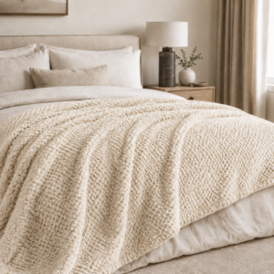 Horrockses Avedon Super Luxe Velvet Blanket - Champagne - 230x230cm