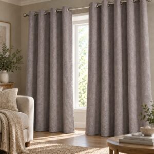 Zaydtex Willow 100% Blockout Eyelet Curtain 225x225cm – Grey